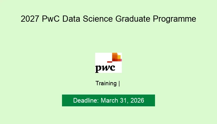 2027 PwC Data Science Graduate Programme