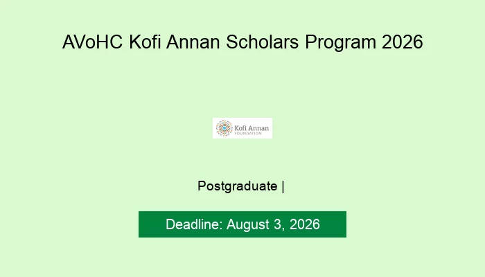 AVoHC Kofi Annan Scholars Program 2026