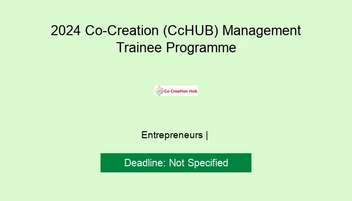 2024 Co-Creation (CcHUB) Management Trainee Programme
