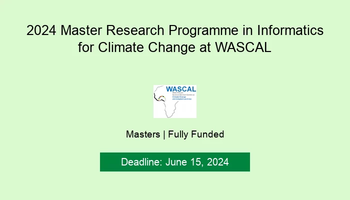 2024 Master Research Programme in Informatics for Climate Change at WASCAL