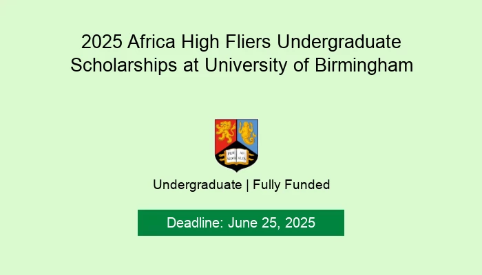 2025 Africa High Fliers Undergraduate Scholarships at University of Birmingham