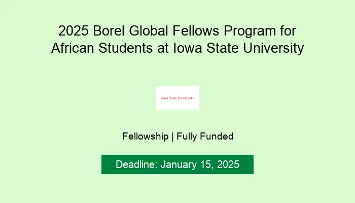 2025 Borel Global Fellows Program for African Students at Iowa State University