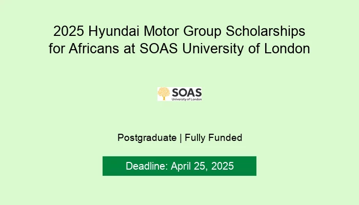 2025 Hyundai Motor Group Scholarships for Africans at SOAS University of London