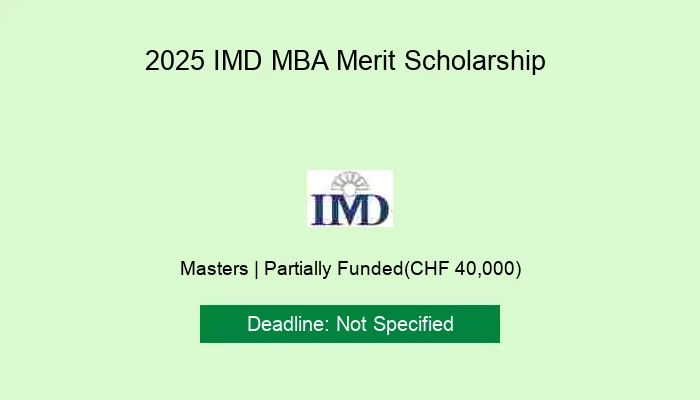 2025 IMD MBA Merit Scholarship