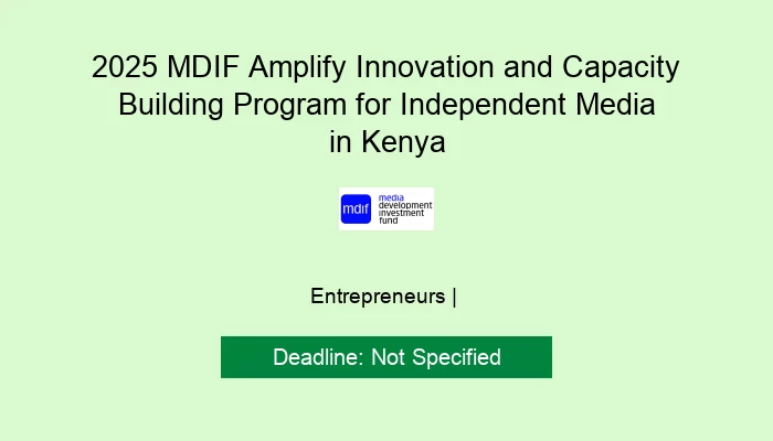 2025 MDIF Amplify Innovation and Capacity Building Program for Independent Media in Kenya