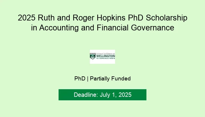 2025 Ruth and Roger Hopkins PhD Scholarship in Accounting and Financial Governance