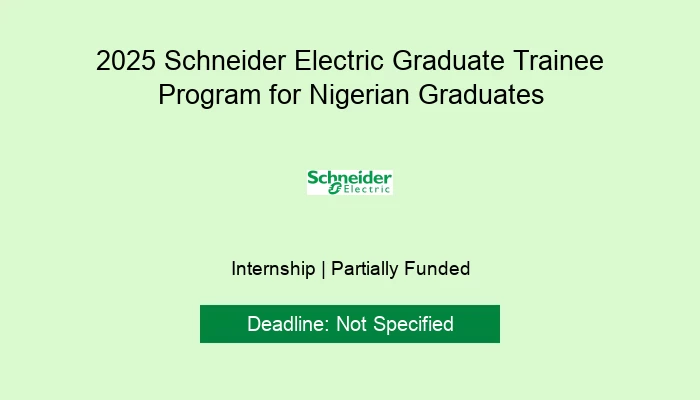 2025 Schneider Electric Graduate Trainee Program for Nigerian Graduates