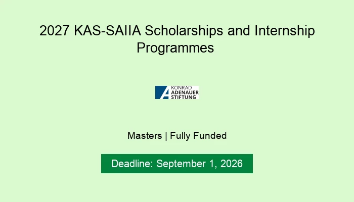 2027 KAS-SAIIA Scholarships and Internship Programmes