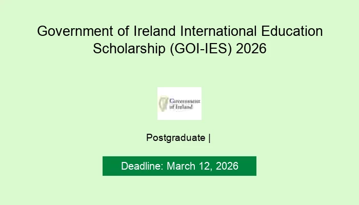 Government of Ireland International Education Scholarship (GOI-IES) 2026