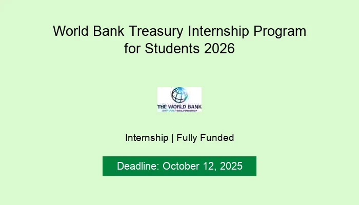 World Bank Treasury Internship Program for Students 2026