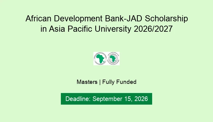 African Development Bank-JAD Scholarship in Asia Pacific University 2026/2027