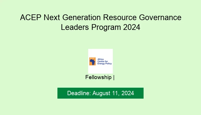 ACEP Next Generation Resource Governance Leaders Program 2024