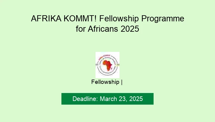 AFRIKA KOMMT! Fellowship Programme for Africans 2025