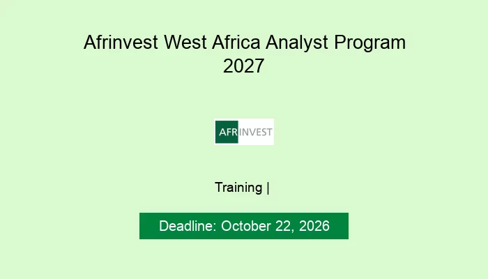 Afrinvest West Africa Analyst Program 2027