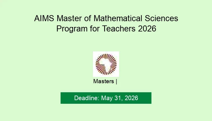 AIMS Master of Mathematical Sciences Program for Teachers 2026