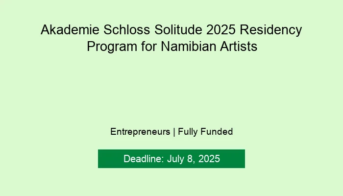 Akademie Schloss Solitude 2025 Residency Program for Namibian Artists