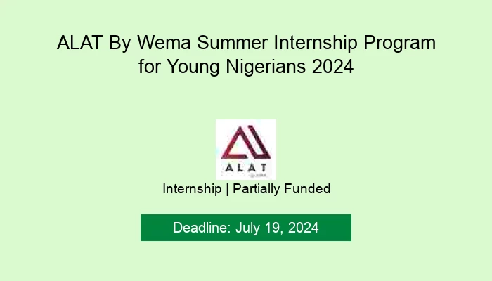 ALAT By Wema Summer Internship Program for Young Nigerians 2024