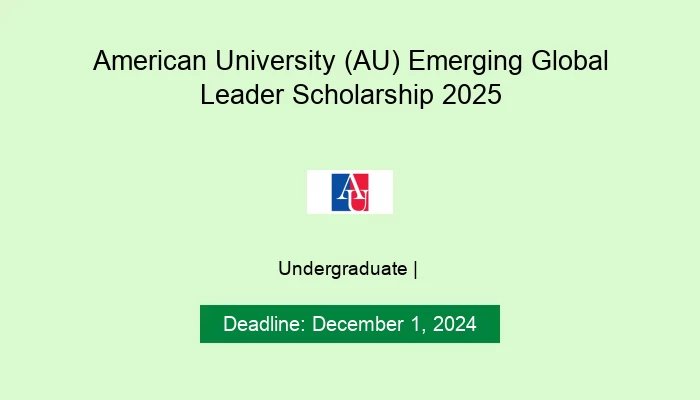 American University (AU) Emerging Global Leader Scholarship 2025
