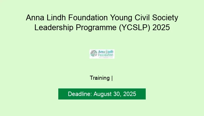 Anna Lindh Foundation Young Civil Society Leadership Programme (YCSLP) 2025
