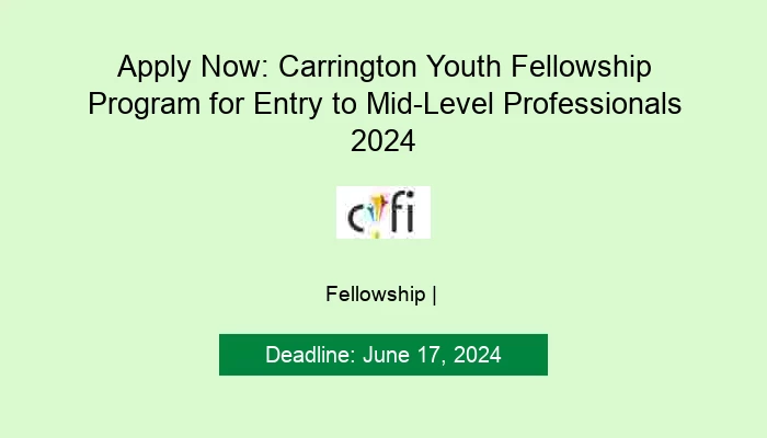 Apply Now: Carrington Youth Fellowship Program for Entry to Mid-Level Professionals 2024