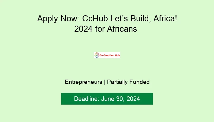 Apply Now: CcHub Let’s Build, Africa! 2024 for Africans