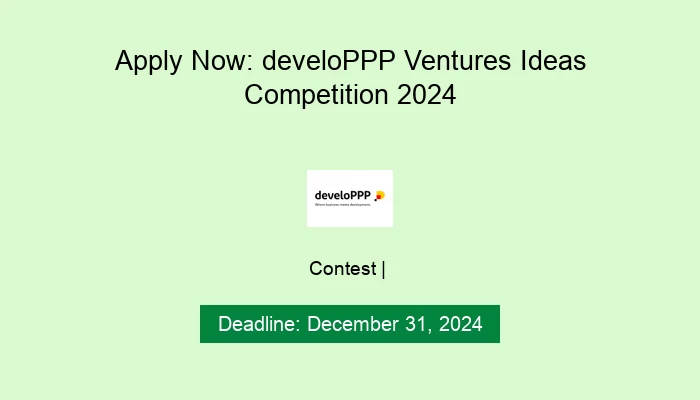 Apply Now: develoPPP Ventures Ideas Competition 2024