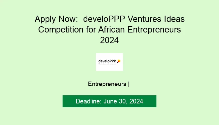 Apply Now:  develoPPP Ventures Ideas Competition for African Entrepreneurs 2024