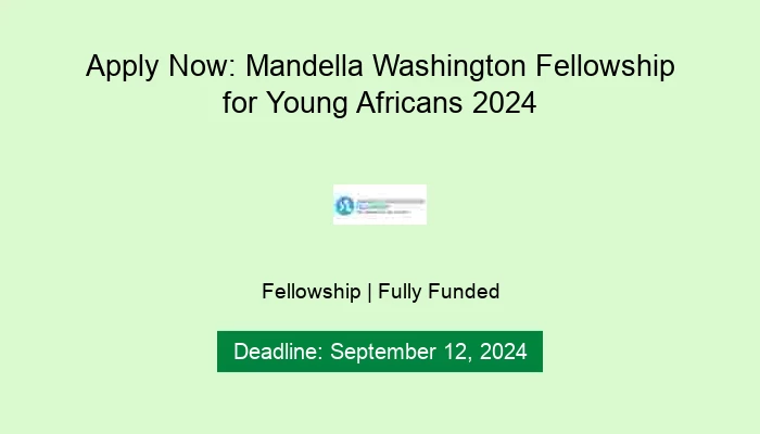 Apply Now: Mandella Washington Fellowship for Young Africans 2024