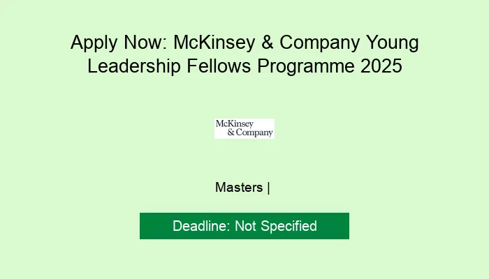 Apply Now: McKinsey & Company Young Leadership Fellows Programme 2025