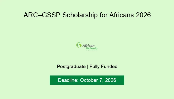 ARC–GSSP Scholarship for Africans 2026