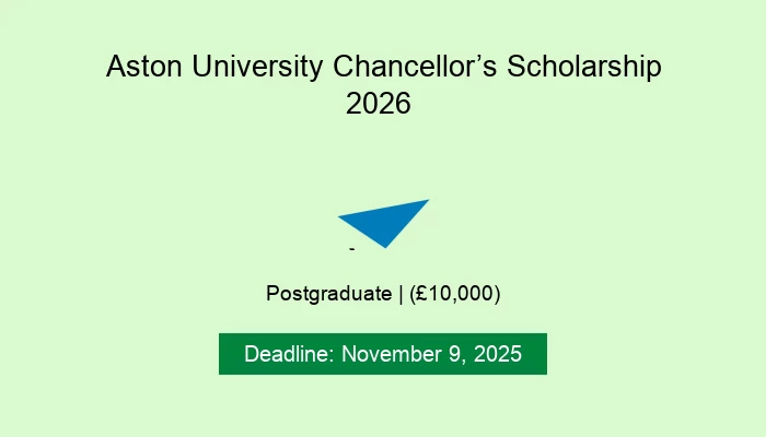 Aston University Chancellor’s Scholarship 2026