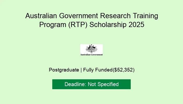 Australian Government Research Training Program (RTP) Scholarship 2025