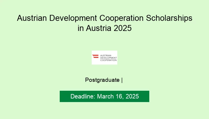 Austrian Development Cooperation Scholarships in Austria 2025