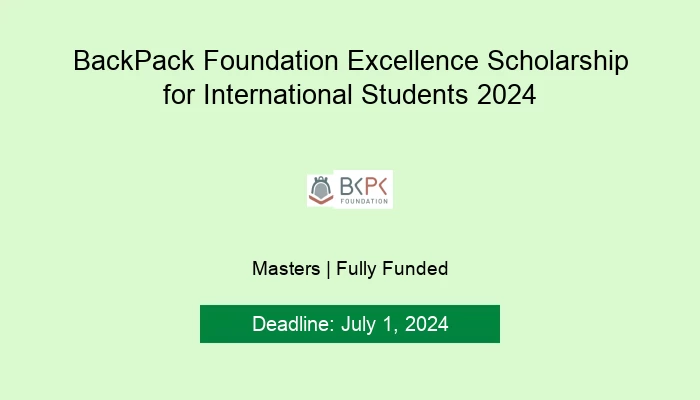 BackPack Foundation Excellence Scholarship for International Students 2024