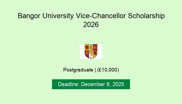 Bangor University Vice-Chancellor Scholarship 2026