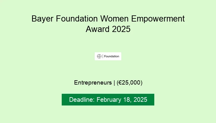 Bayer Foundation Women Empowerment Award 2025