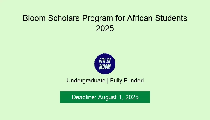 Bloom Scholars Program for African Students 2025