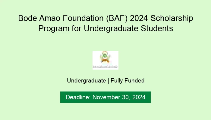 Bode Amao Foundation (BAF) 2024 Scholarship Program for Undergraduate Students