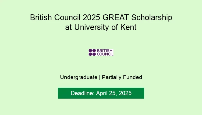 British Council 2025 GREAT Scholarship at University of Kent