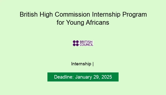 British High Commission Internship Program for Young Africans