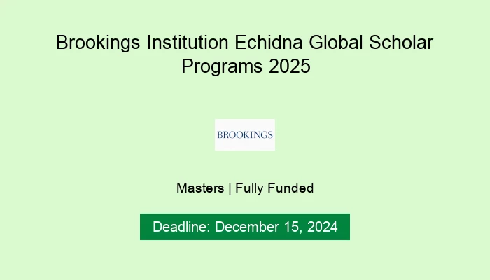 Brookings Institution Echidna Global Scholar Programs 2025