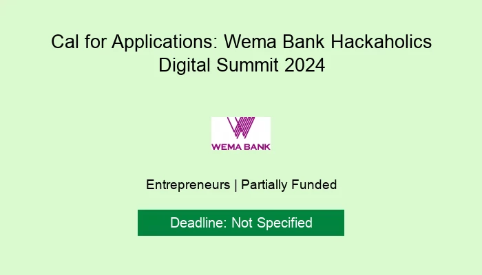 Call for Applications: Wema Bank Hackaholics Digital Summit 2024