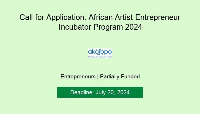 Call for Application: African Artist Entrepreneur Incubator Program 2024