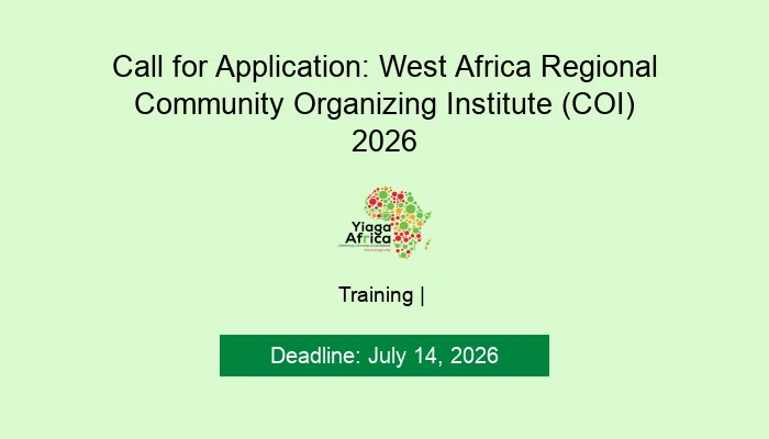 Call for Application: West Africa Regional Community Organizing Institute (COI) 2026