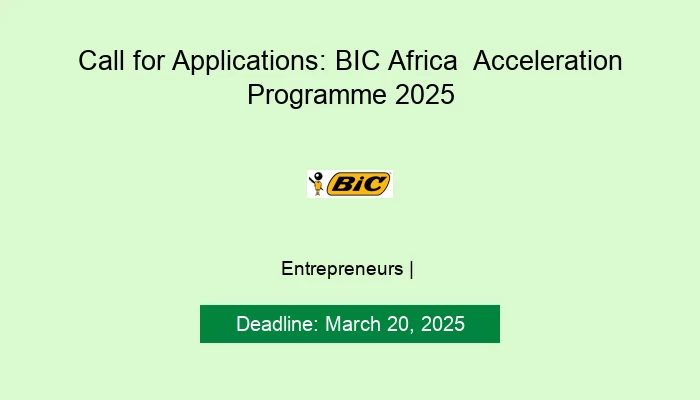 Call for Applications: BIC Africa  Acceleration Programme 2025