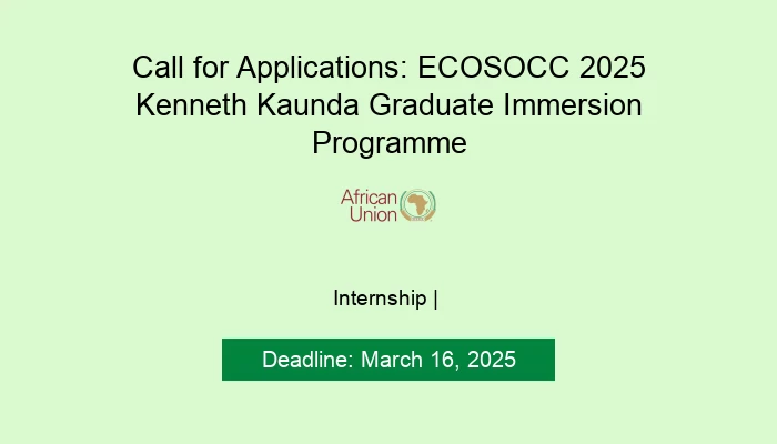 Call for Applications: ECOSOCC 2025 Kenneth Kaunda Graduate Immersion Programme