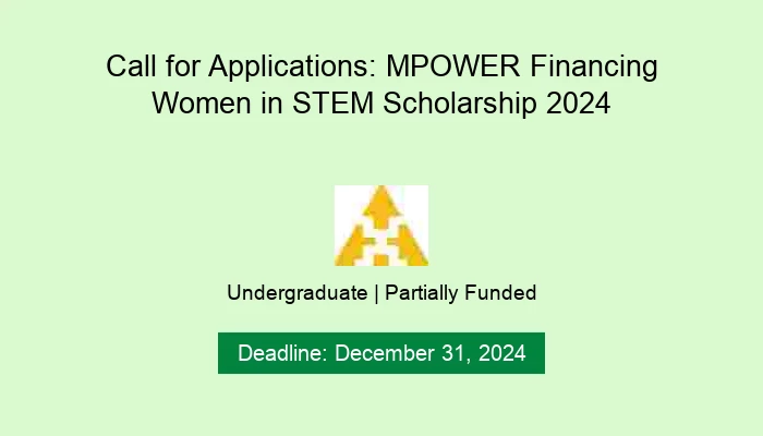 Call for Applications: MPOWER Financing Women in STEM Scholarship 2024