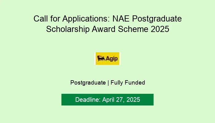 Call for Applications: NAE Postgraduate Scholarship Award Scheme 2025