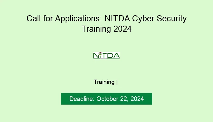 Call for Applications: NITDA Cyber Security Training 2024