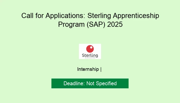Call for Applications: Sterling Apprenticeship Program (SAP) 2025